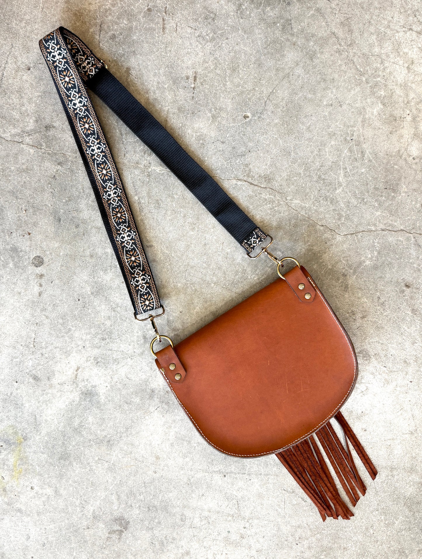 AK Leather Fringe Cross-body