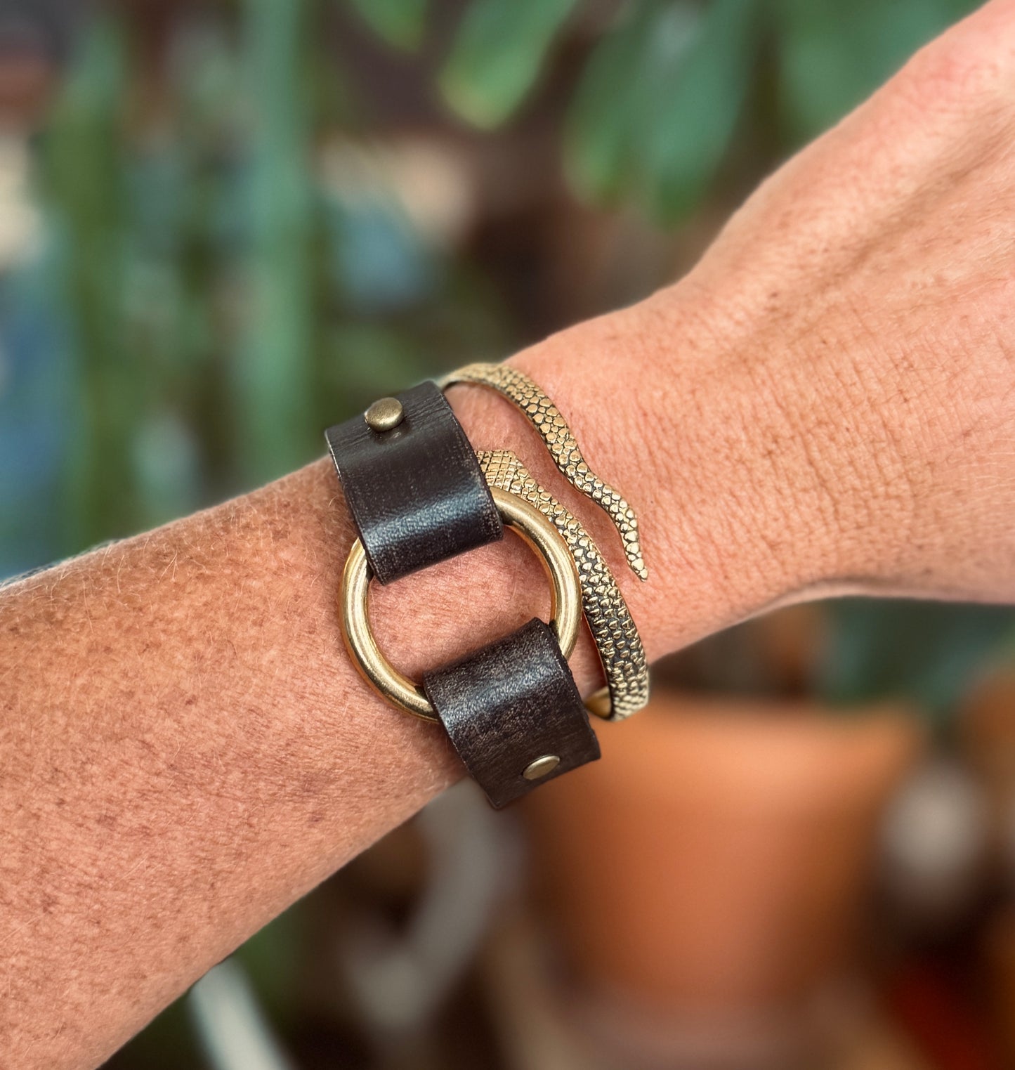 Snake Brass Bangle Bracelet