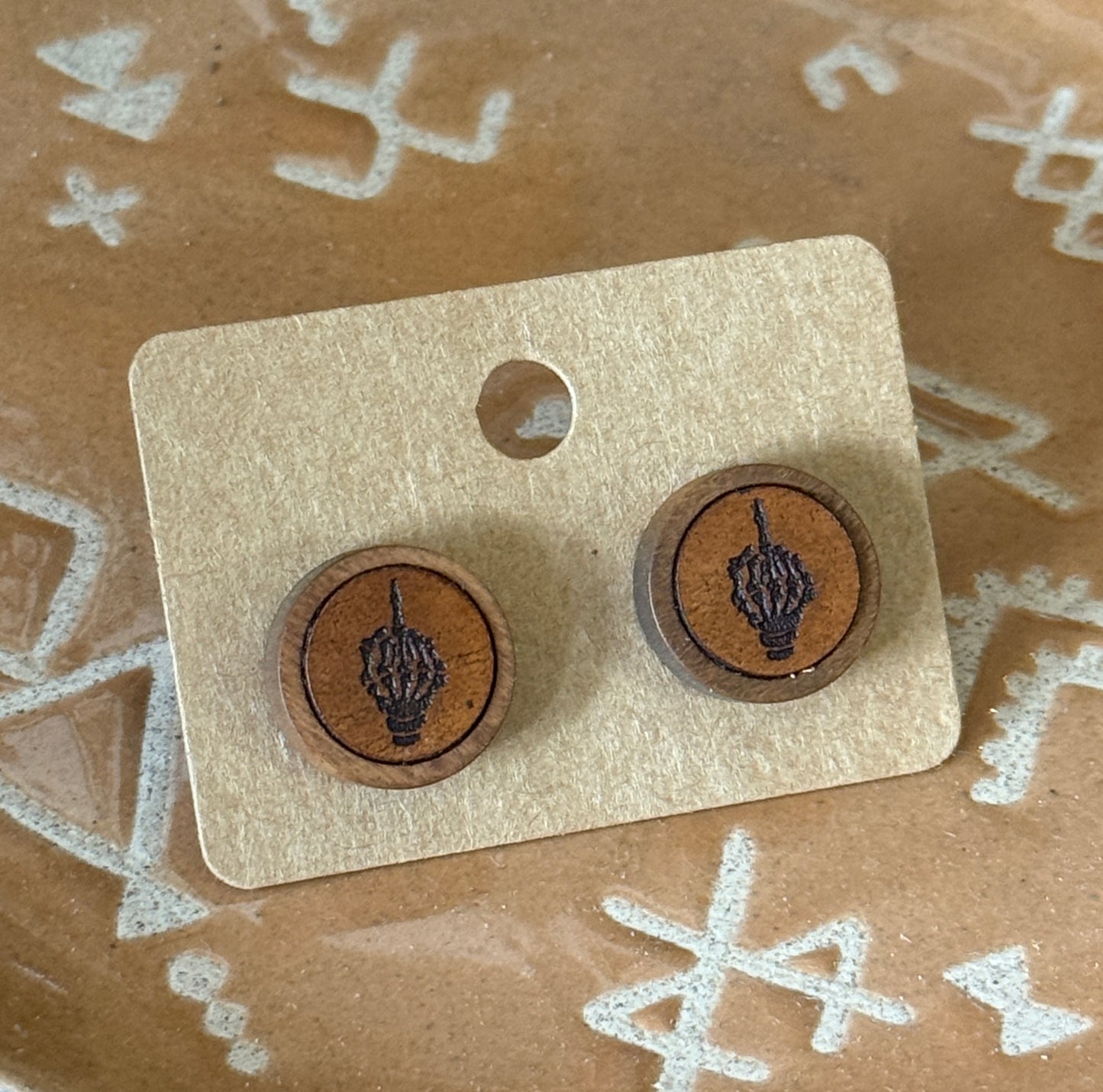 Leather And Wood F***-off studs