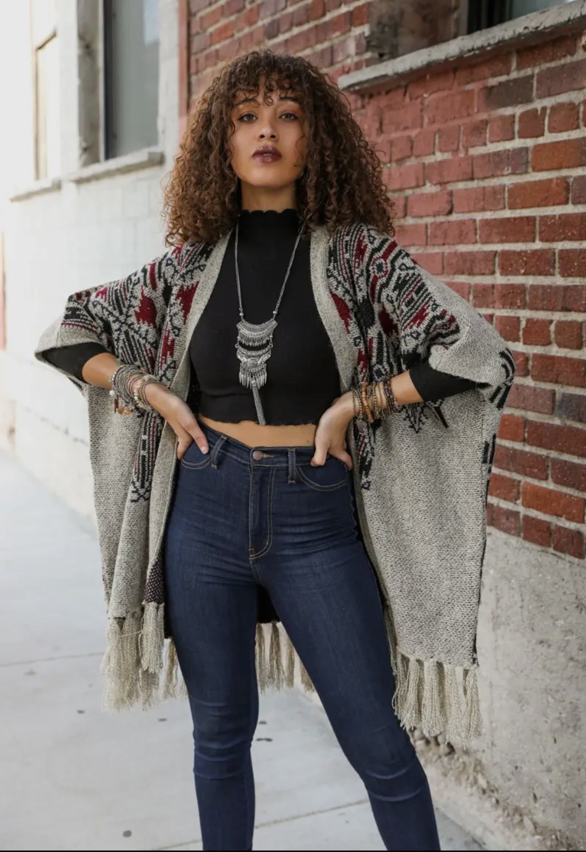 Heather Argyle Knit Ruana