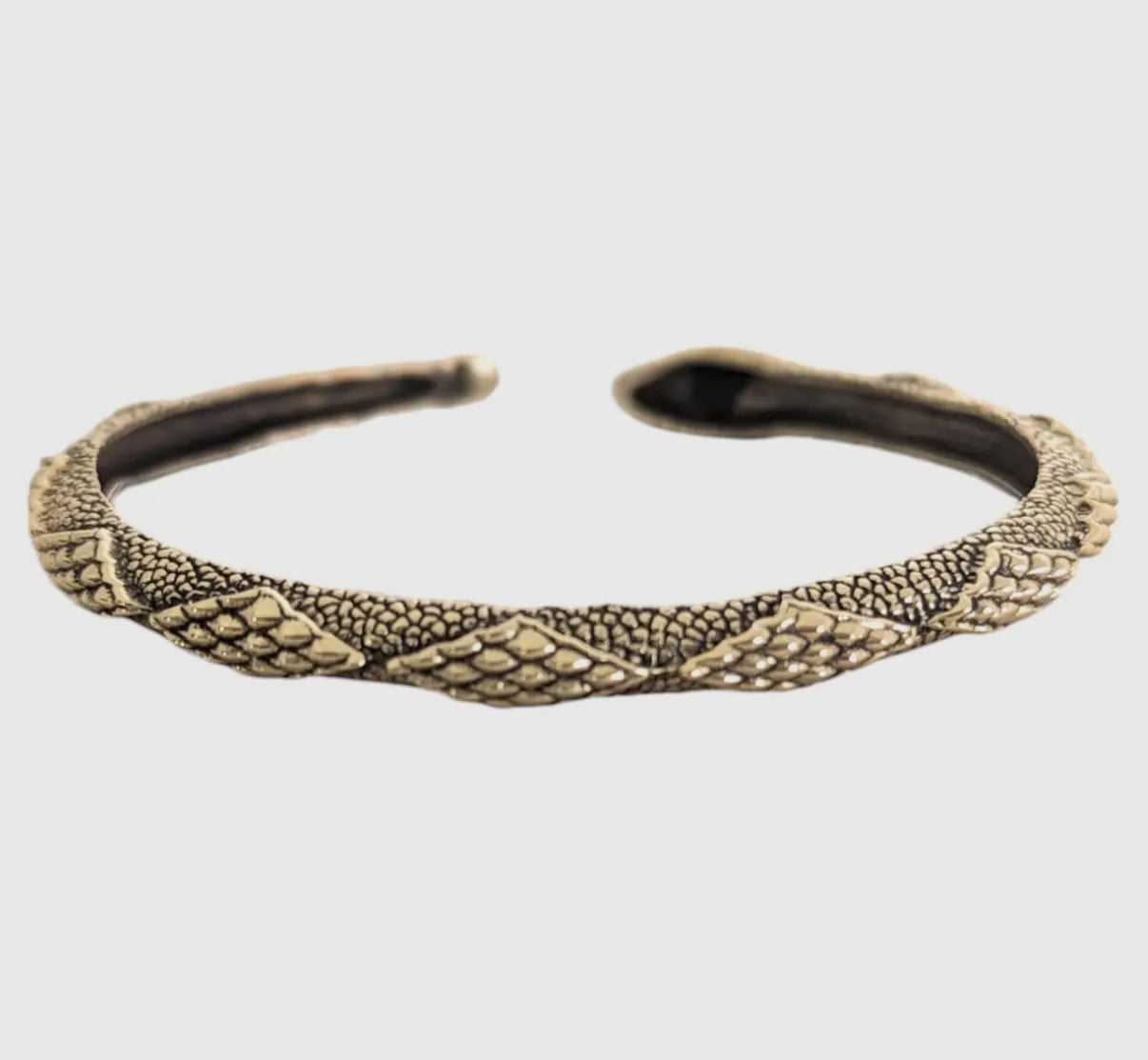 Diamondback Snake Brass Cuff Bracelet