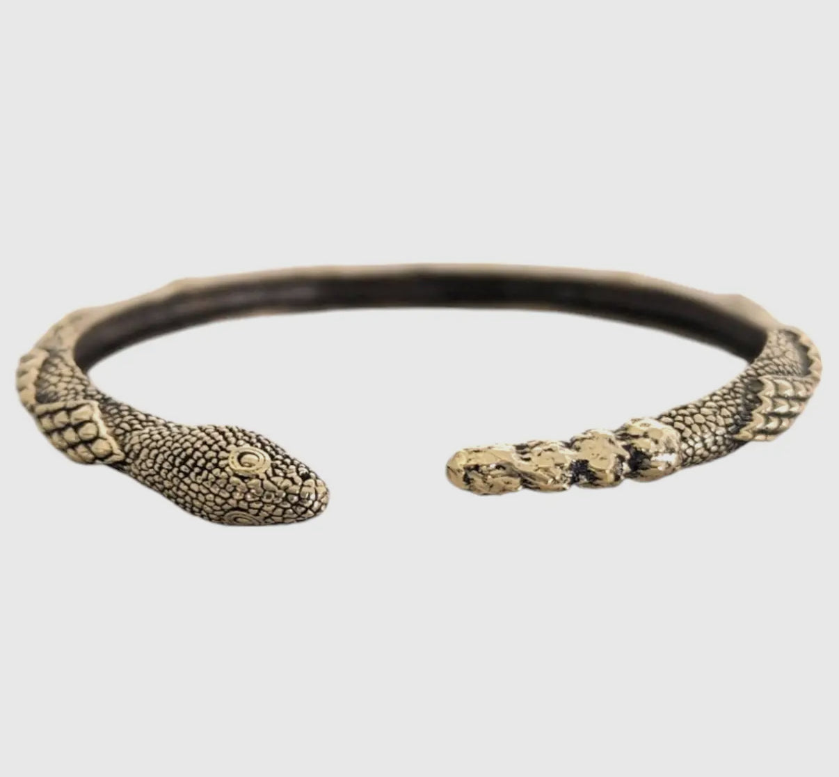 Diamondback Snake Brass Cuff Bracelet