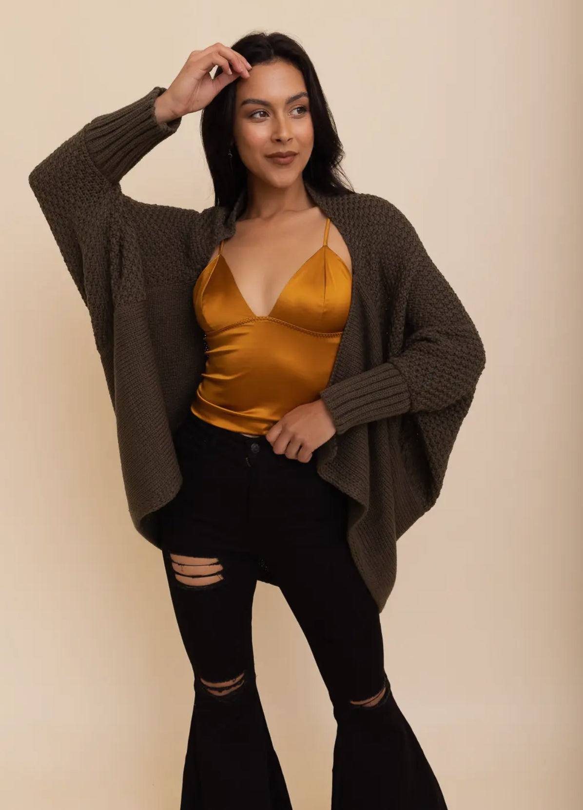 Bat Sleeve Knit Cardigan