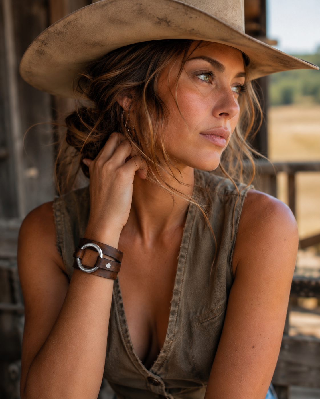 Mesa Wrap - Silver Ring Leather wrap bracelet