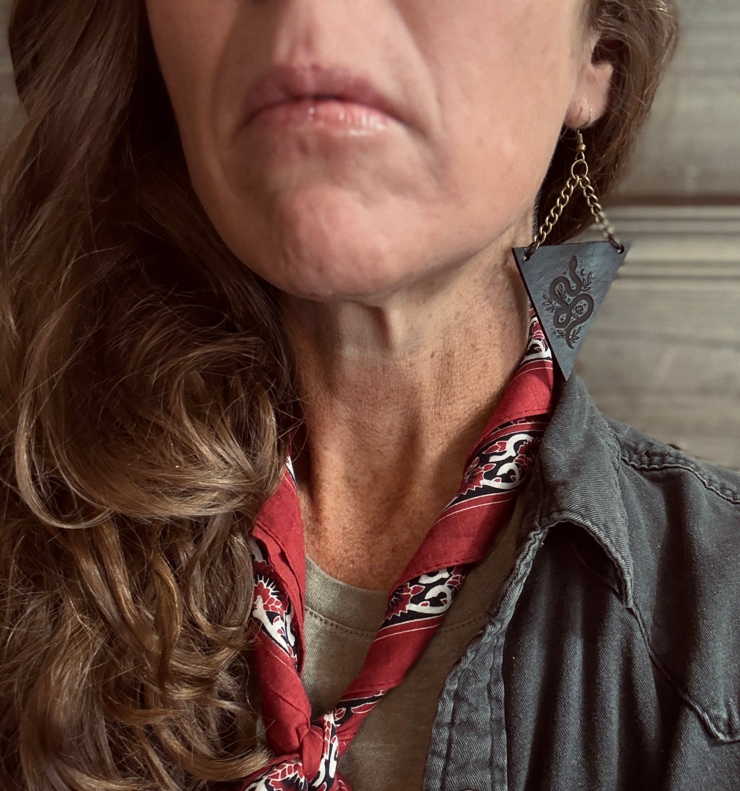 AK Celestial Serpant Leather Earring