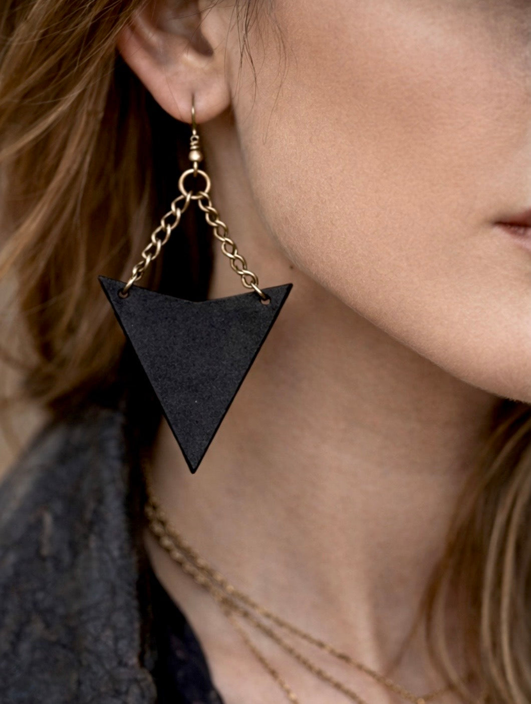 AK Geo Leather Earring
