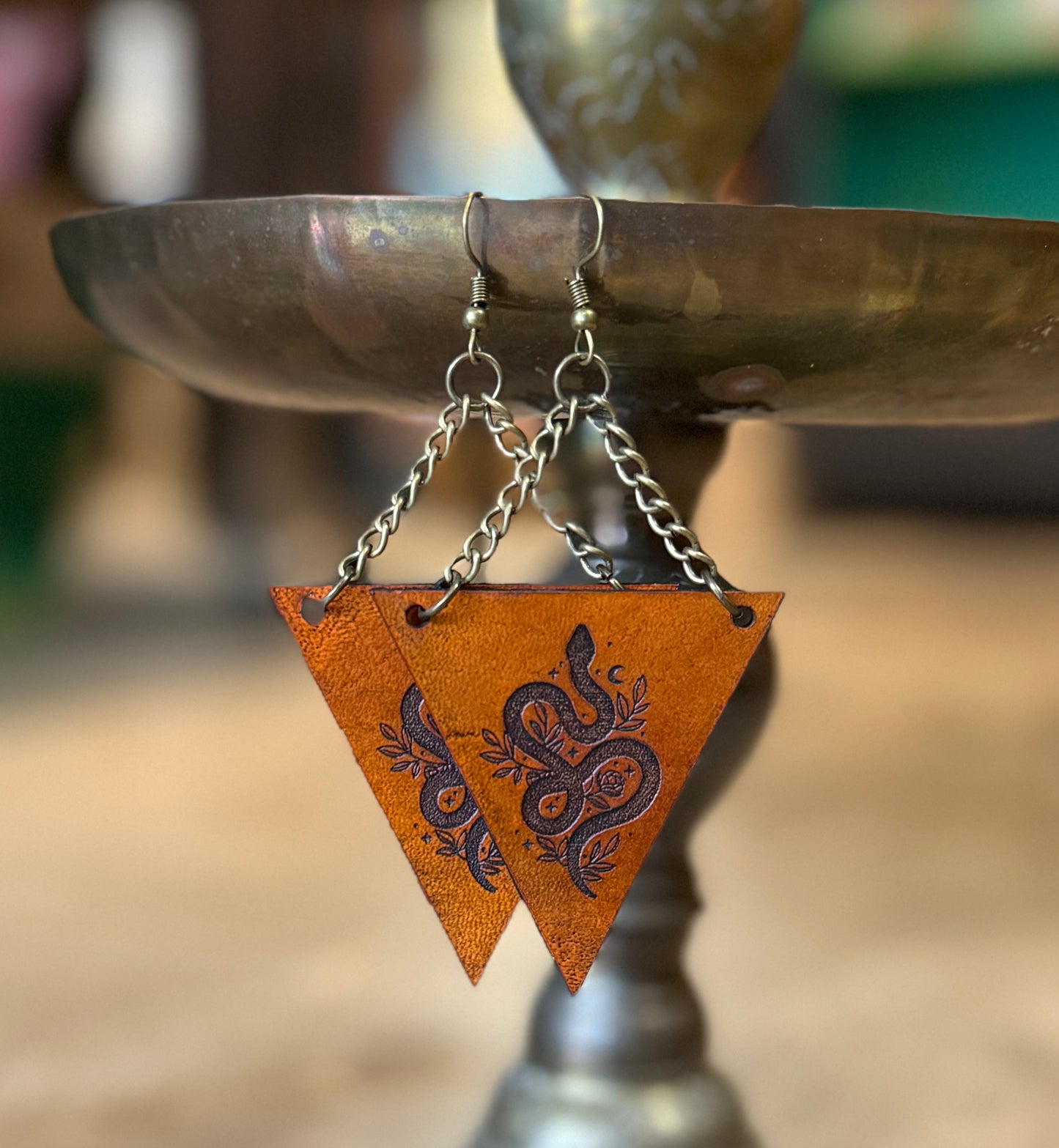 AK Celestial Serpant Leather Earring