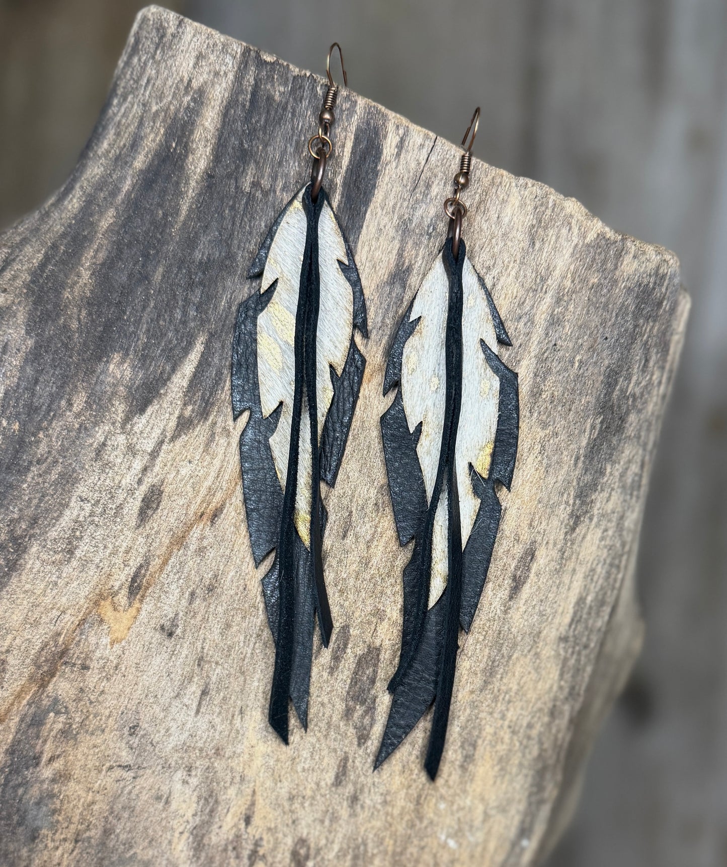 AK Metallic Feather & Fringe Earring