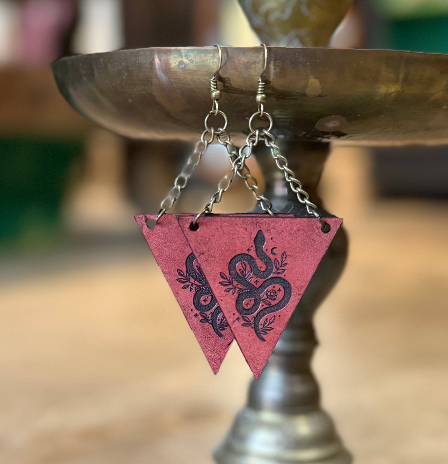 AK Celestial Serpant Leather Earring