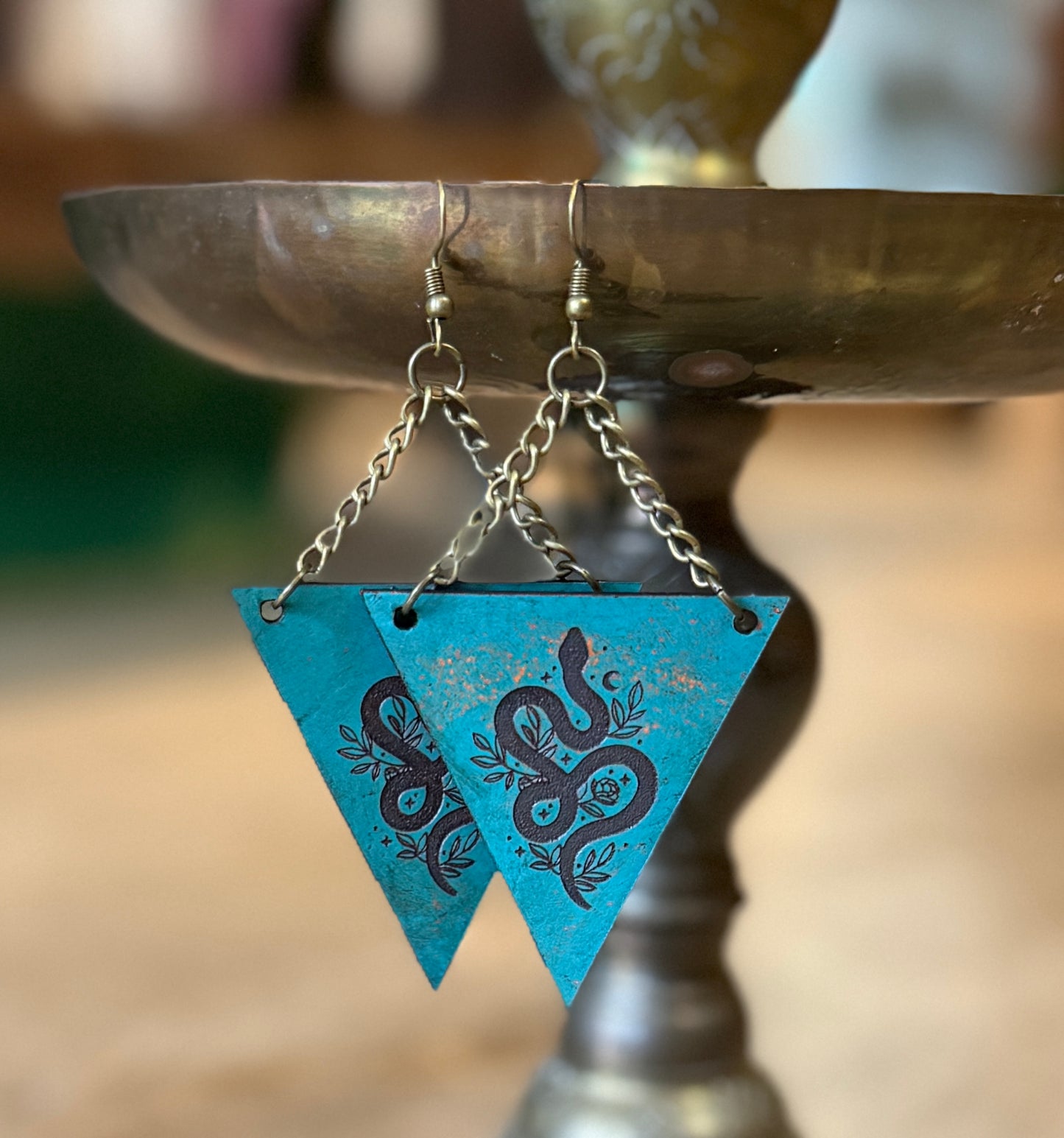 AK Celestial Serpant Leather Earring