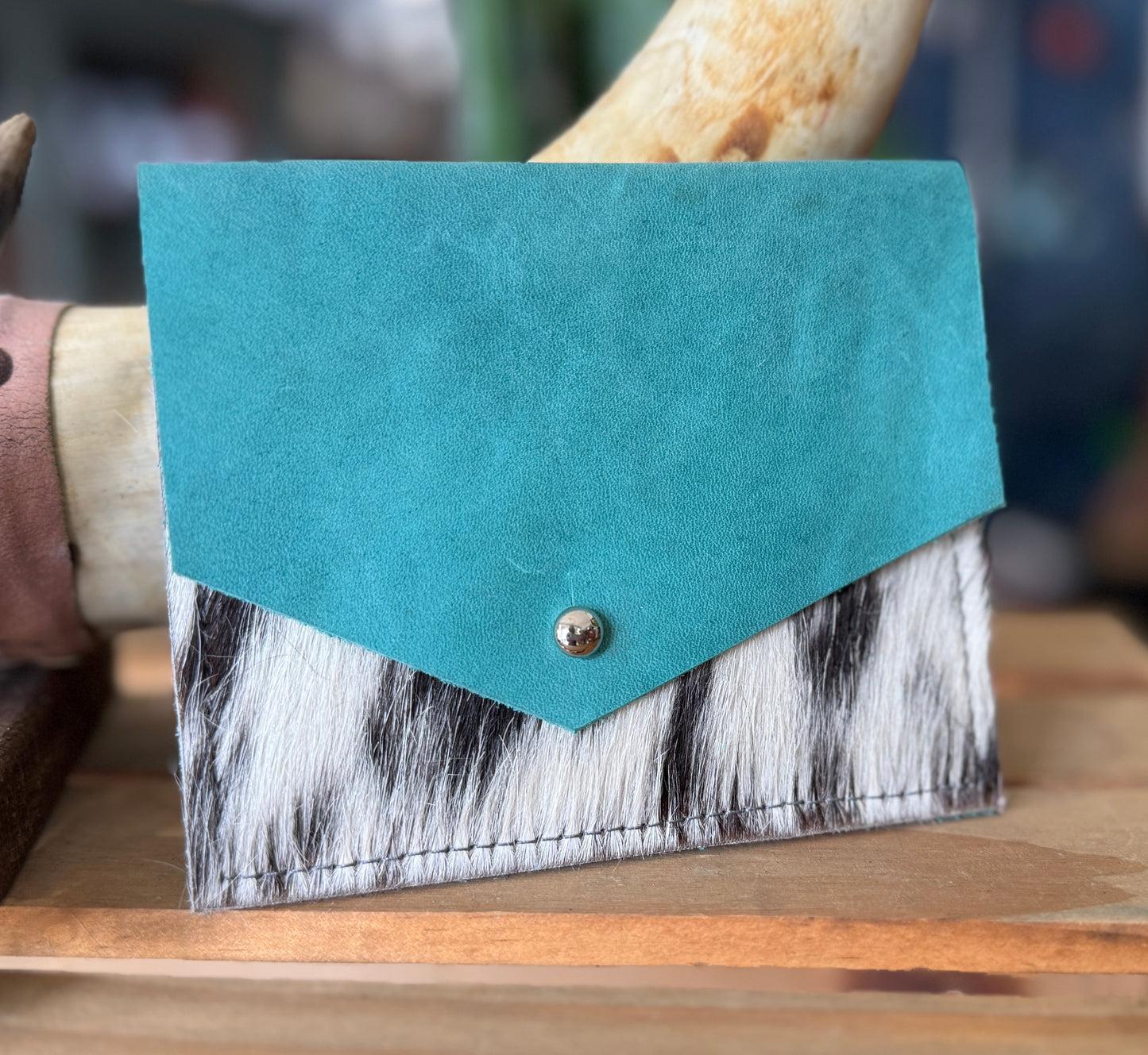 AK Turquoise Cowhide Pouch