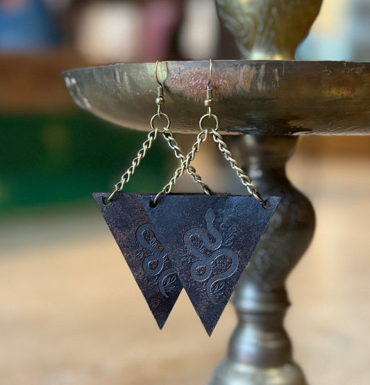 AK Celestial Serpant Leather Earring
