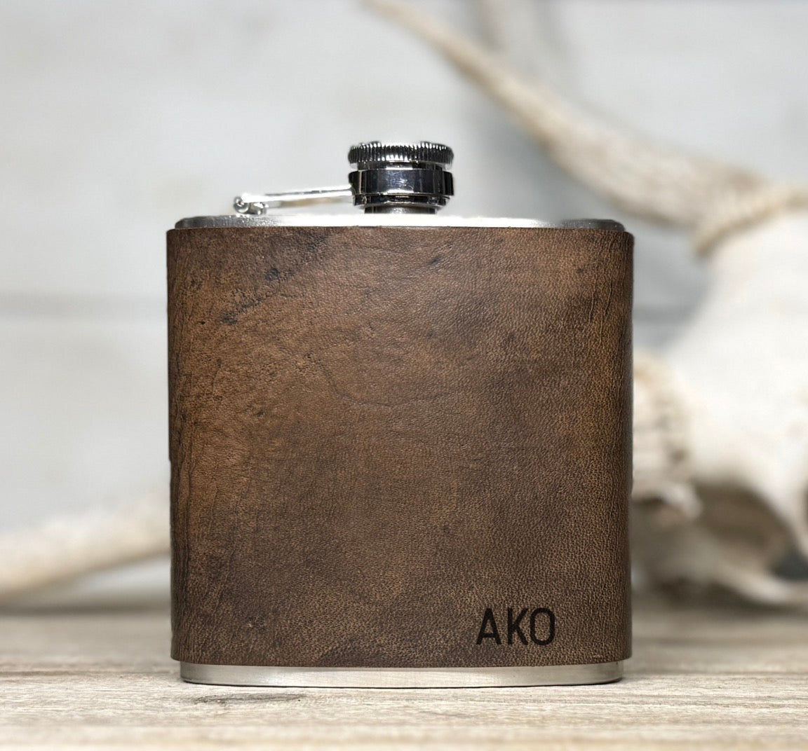 AK - Leather Wrapped Flask