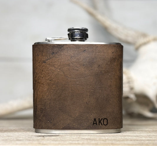 AK - Leather Wrapped Flask