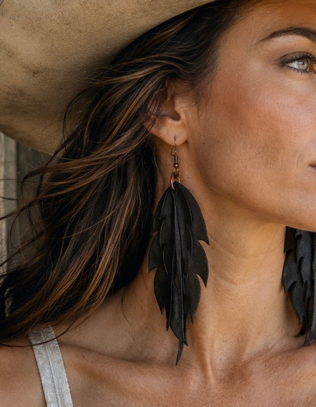 AK Feather and fringe earring