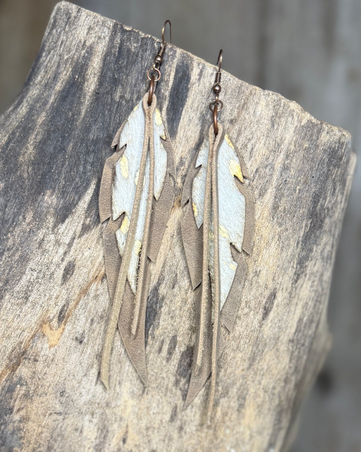 AK Metallic Feather & Fringe Earring