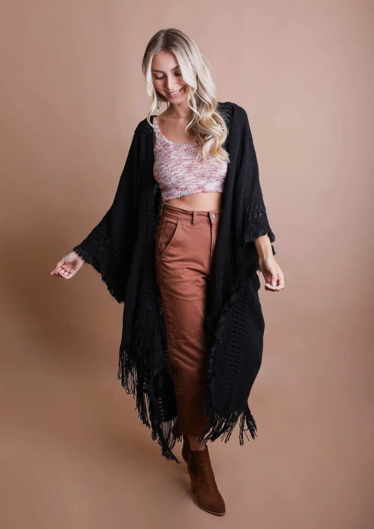 Ruana- Frayed Border Bohemian