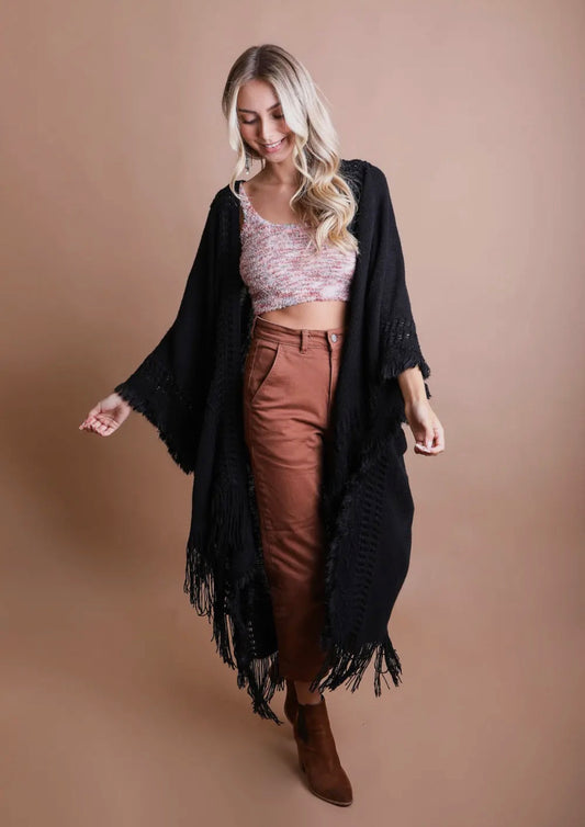 Ruana- Frayed Border Bohemian