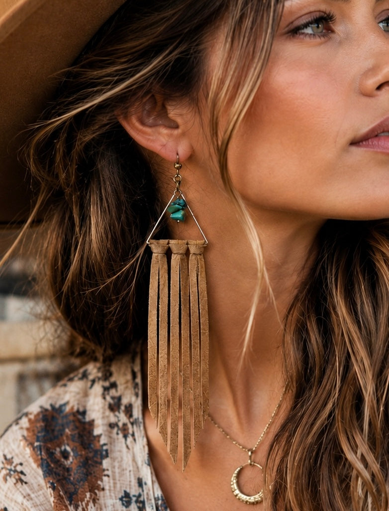 AK Triangle fringe earring