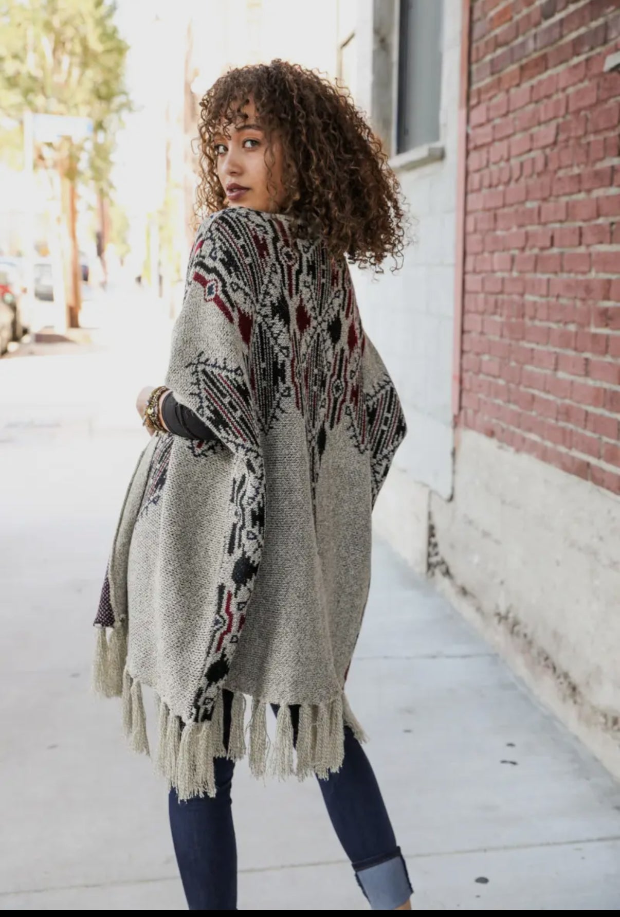 Heather Argyle Knit Ruana