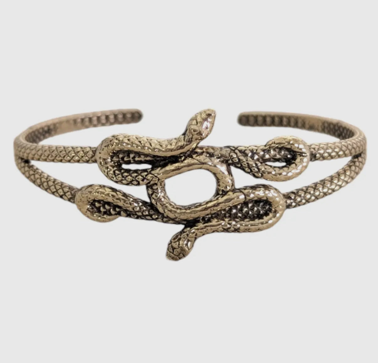 Double Serpent Brass Cuff Bracelet