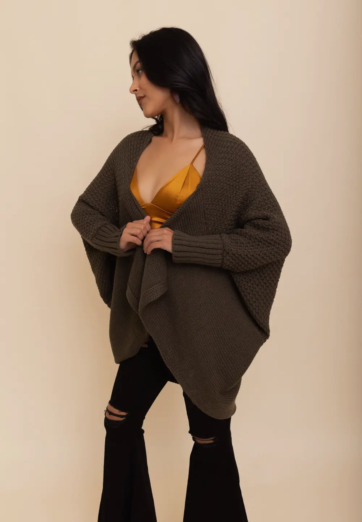 Bat Sleeve Knit Cardigan