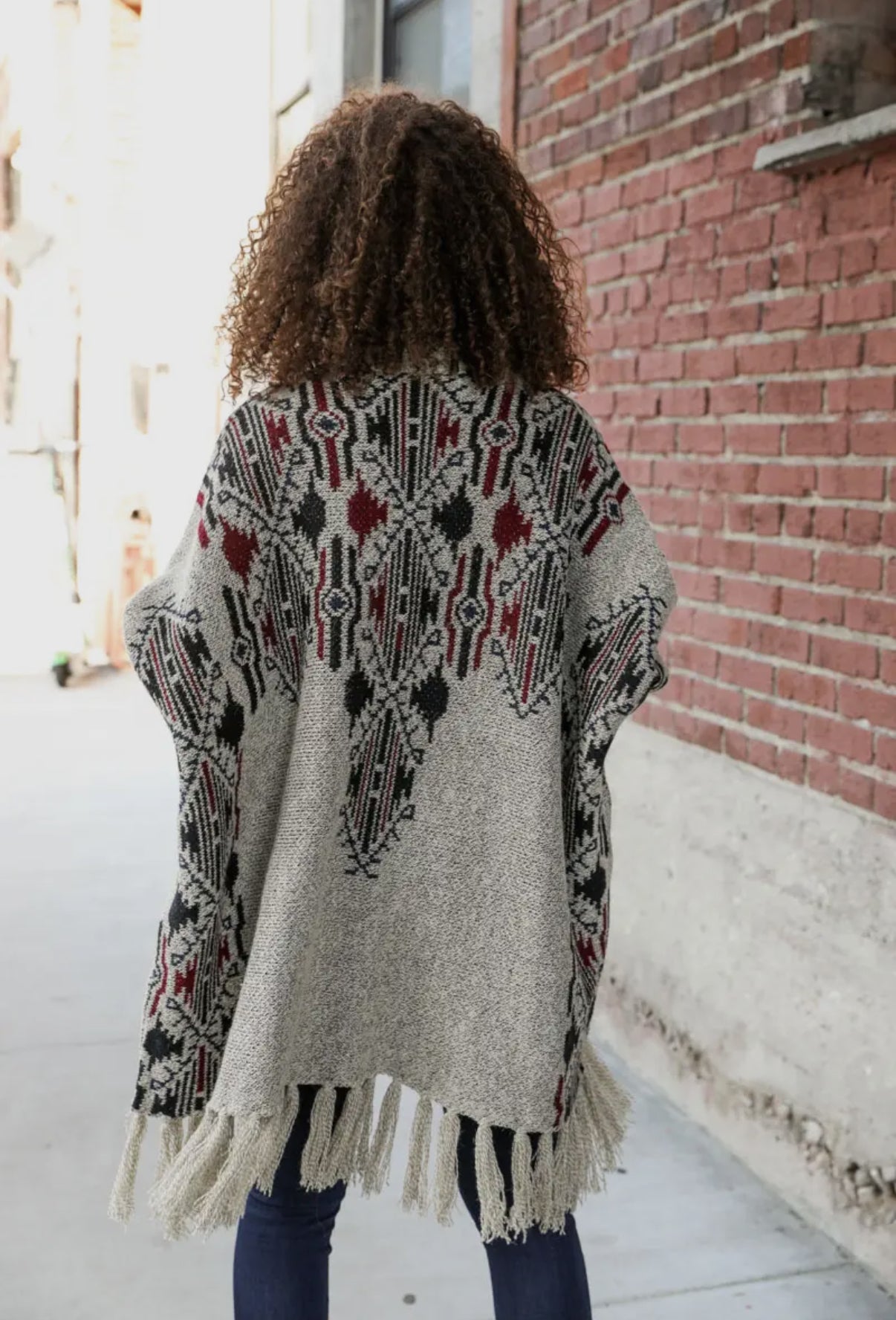 Heather Argyle Knit Ruana