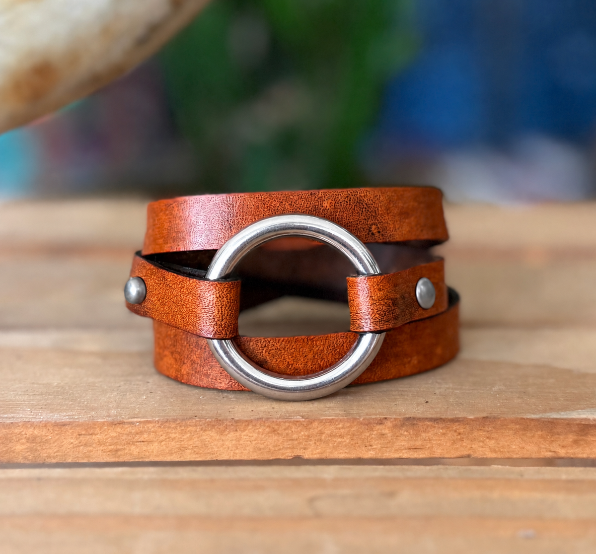 Mesa Wrap - Silver Ring Leather wrap bracelet