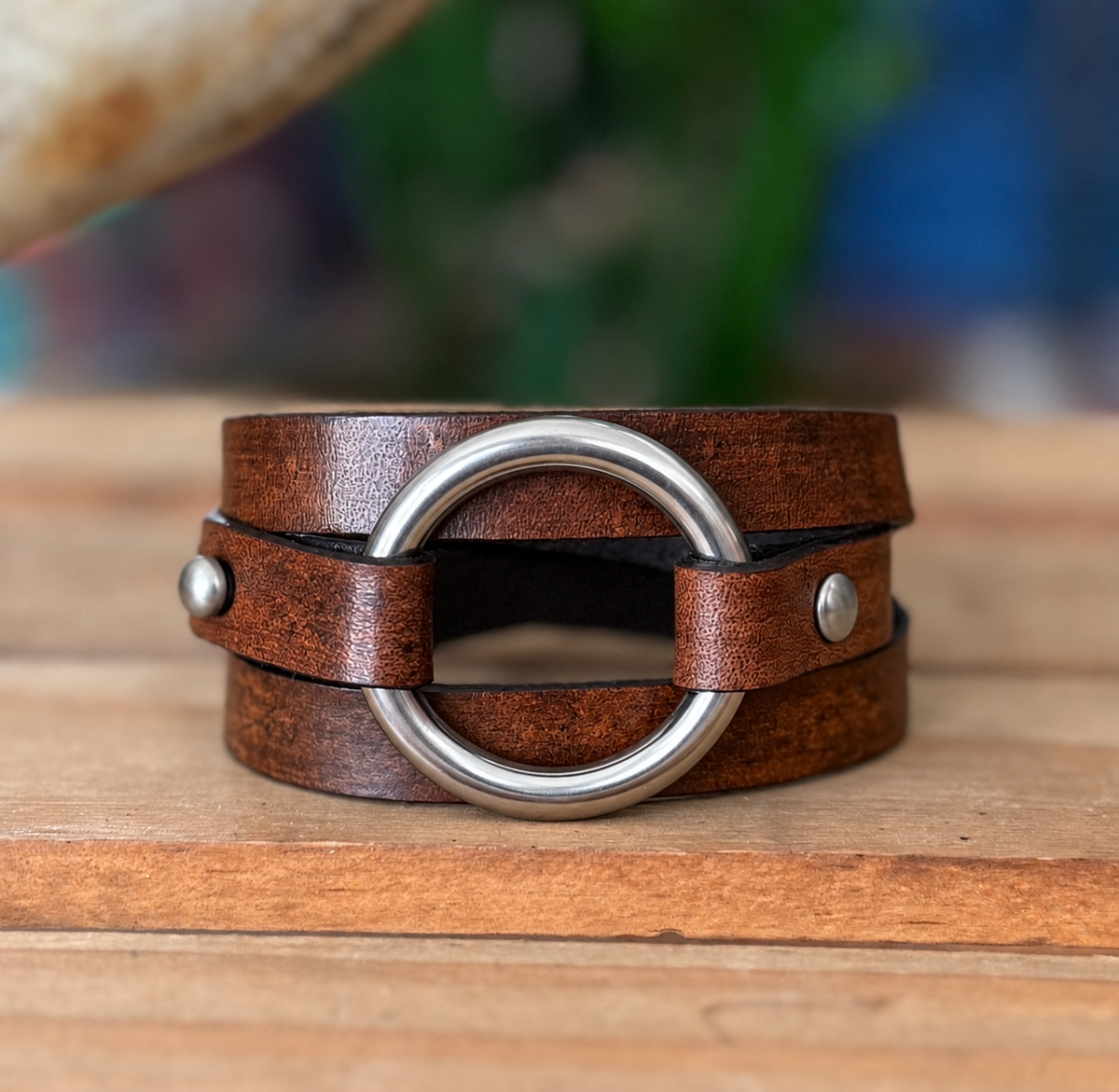 Mesa Wrap - Silver Ring Leather wrap bracelet