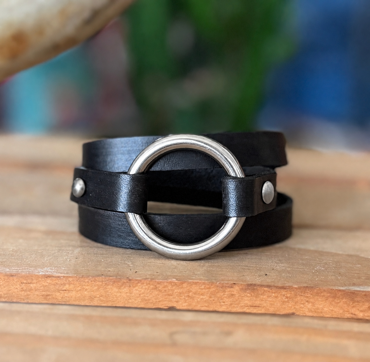 Mesa Wrap - Silver Ring Leather wrap bracelet